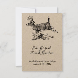 Tarjeta RSVP de Boda Rústica de Deer Woodland Wedd