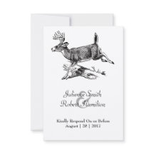 Tarjeta RSVP de Boda Rústica de Deer Woodland Wedd