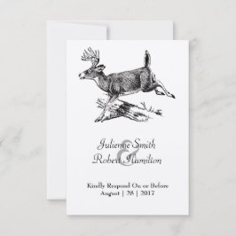 Tarjeta RSVP de Boda Rústica de Deer Woodland Wedd