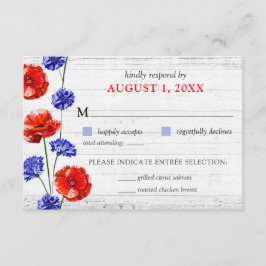 Tarjeta RSVP de Boda Rústica de Flor de Adormidera