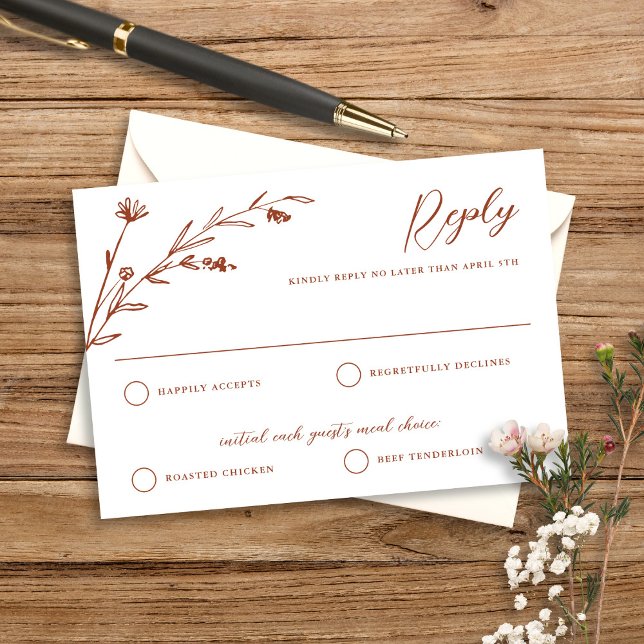 Tarjeta RSVP de boda rústica de flores silvestres  (Subido por el creador)