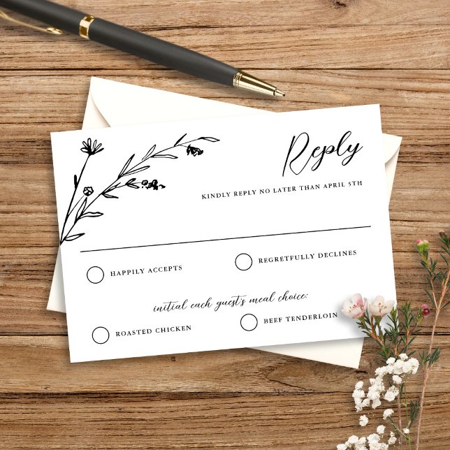 Tarjeta RSVP de boda rústica de flores silvestres  (Subido por el creador)