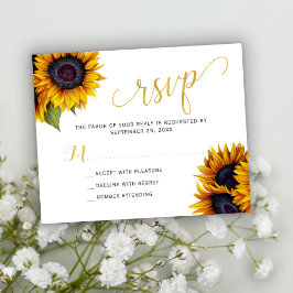 Tarjeta RSVP de boda rústica de girasol