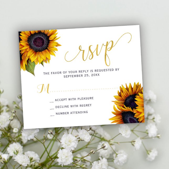 Tarjeta RSVP de boda rústica de girasol (Subido por el creador)
