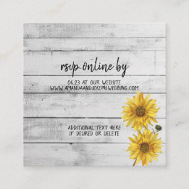 Tarjeta RSVP de boda Rústica de girasoles de mader