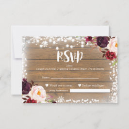 Tarjeta RSVP de Boda Rústica de Invierno