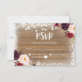 Tarjeta RSVP de Boda Rústica de Invierno
