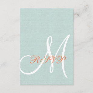 Tarjeta RSVP de Boda Rústica de Linaje Verde Coral