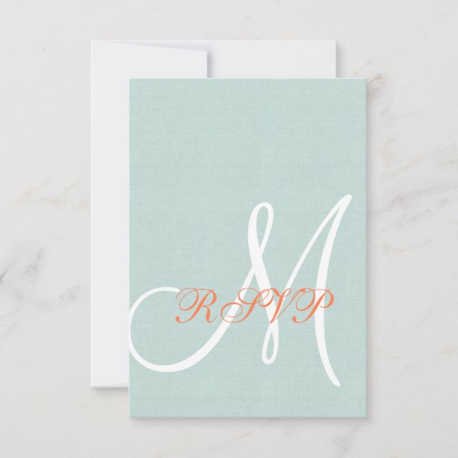 Tarjeta RSVP de Boda Rústica de Linaje Verde Coral (Anverso)