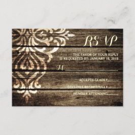Tarjeta RSVP de Boda Rústica de Madera de Madera D