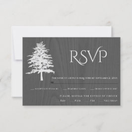 Tarjeta RSVP de boda rústica de madera gris de árb