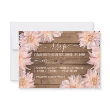 Tarjeta RSVP de Boda Rústica de Madera Rosa Dahlia