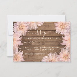 Tarjeta RSVP de Boda Rústica de Madera Rosa Dahlia