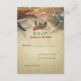 Tarjeta RSVP de Boda Rústica de Palmas de Pinapple
