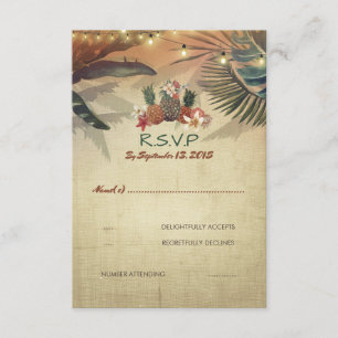 Tarjeta RSVP de Boda Rústica de Palmas de Pinapple
