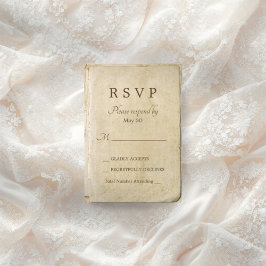 Tarjeta rsvp de boda rústica de papel antiguo