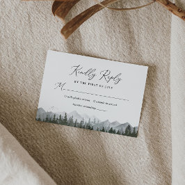 Tarjeta RSVP de Boda Rústica de Pino de Montaña