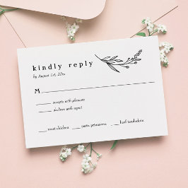 Tarjeta RSVP de boda rústica folk-flor