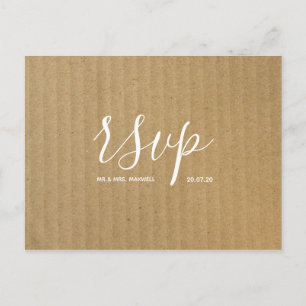 Tarjeta Rsvp de Boda Rústica Guión de papel Kraf