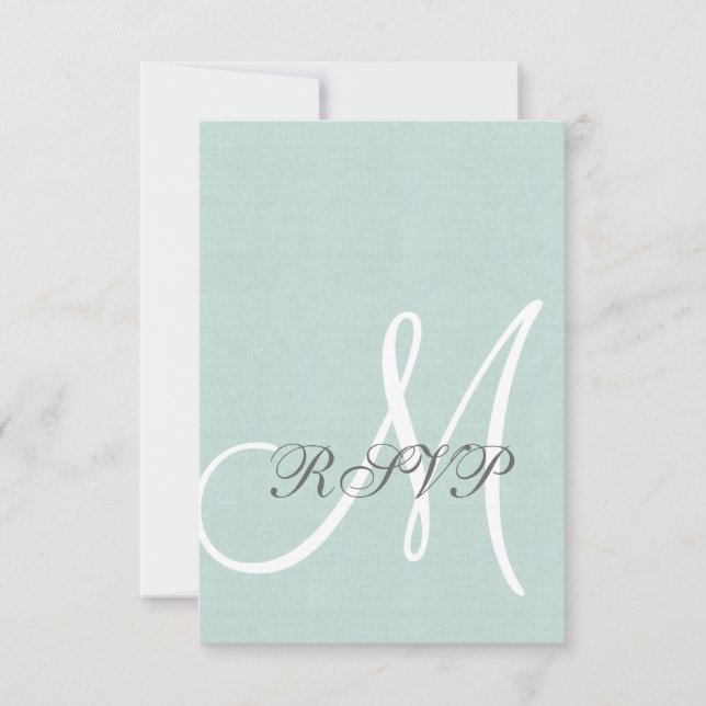 Tarjeta RSVP de Boda Rústica Mint Green Linen (Anverso)