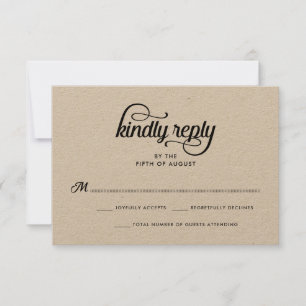 Tarjeta RSVP de Boda Rustica Moderna de Tipografía