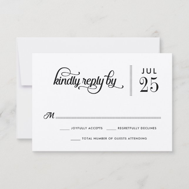 Tarjeta RSVP de Boda Rustica Moderna de Tipografía (Anverso)