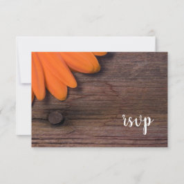 Tarjeta RSVP de boda Rústica Naranja Daisy Ranch