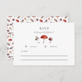 Tarjeta RSVP de boda rustica para hongos