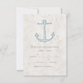Tarjeta RSVP de Boda Rustica Real Azul