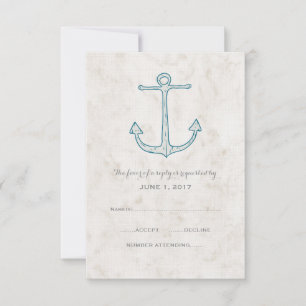 Tarjeta RSVP de Boda Rustica Real Azul