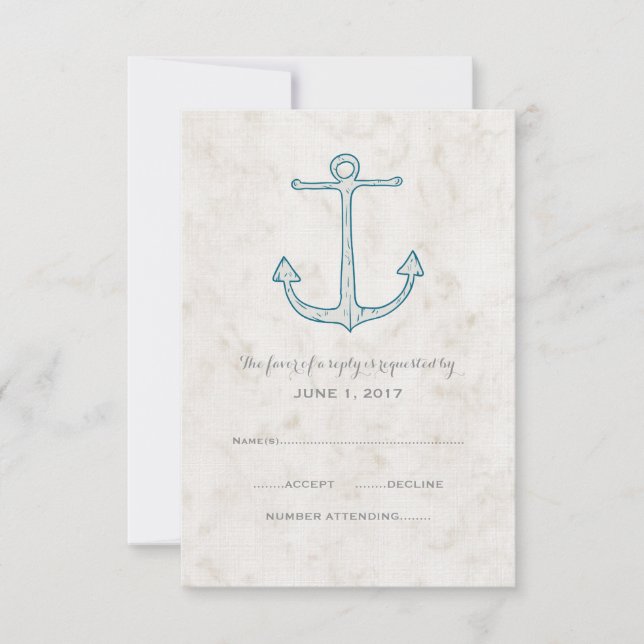 Tarjeta RSVP de Boda Rustica Real Azul (Anverso)