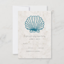 Tarjeta RSVP de Boda Rustica Real Azul Marea