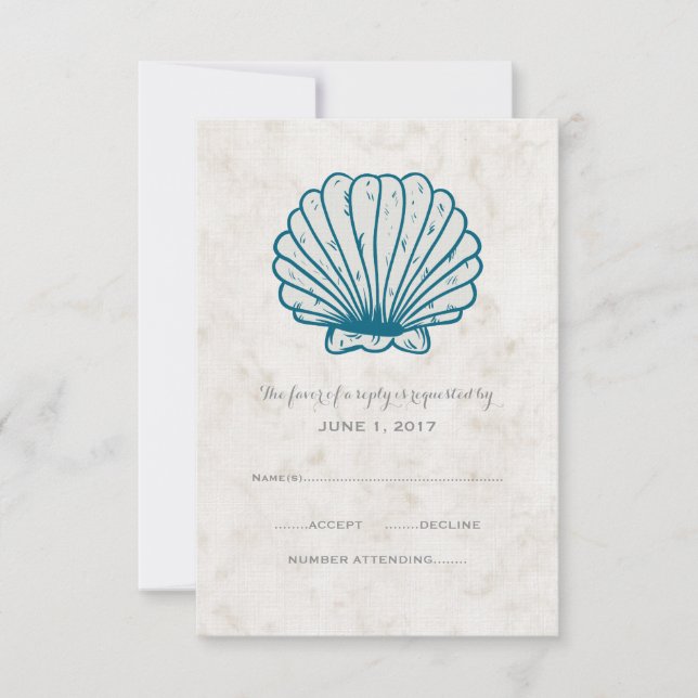 Tarjeta RSVP de Boda Rustica Real Azul Marea (Anverso)