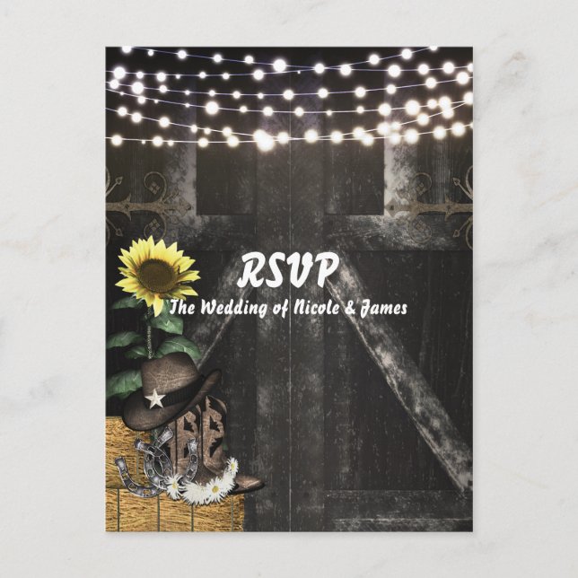Tarjeta RSVP de Boda Rústica Rústica Rústica del P (Anverso)