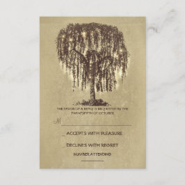 Tarjeta RSVP de Boda Rústica Twinkle Lights Tree