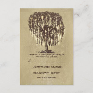 Tarjeta RSVP de Boda Rústica Twinkle Lights Tree