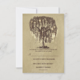 Tarjeta RSVP de Boda Rústica Twinkle Lights Tree