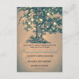 Tarjeta RSVP de Boda Rústica Twinkle Lights Tree