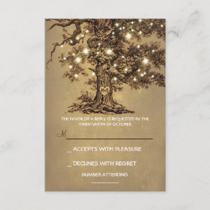 Tarjeta RSVP de Boda Rústica Twinkle Lights Tree