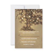 Tarjeta RSVP de Boda Rústica Twinkle Lights Tree