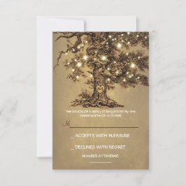 Tarjeta RSVP de Boda Rústica Twinkle Lights Tree