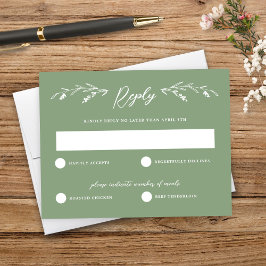 Tarjeta RSVP de Boda Rústica Verde de Flor Silvest