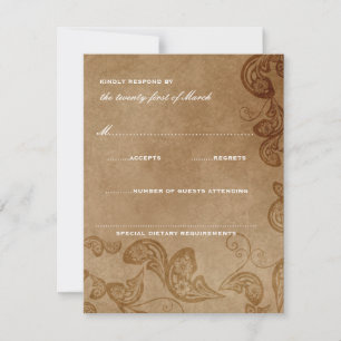 Tarjeta RSVP de Boda Rústica Vintage Floral Peacoc