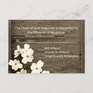 Tarjeta RSVP de Boda Rústica y Blooms de Dogwood