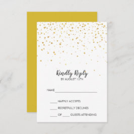 Tarjeta RSVP de Boda Sencilla de Confetti de Oro
