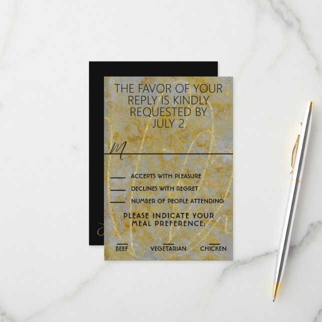 Tarjeta RSVP de boda Silver Lining (Anverso/Reverso In Situ)