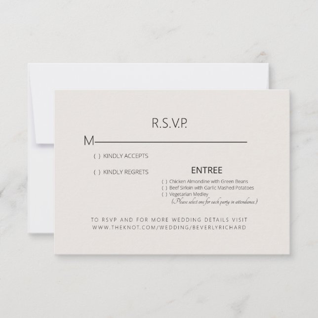 Tarjeta RSVP de boda simple Beige (Anverso)