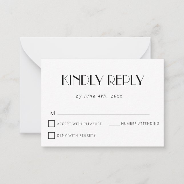 Tarjeta RSVP de boda simple clásica de presupuesto (Anverso)