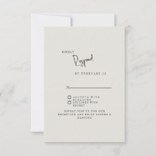 Tarjeta RSVP de boda simple crema para siempre fie