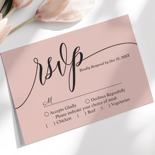 Tarjeta RSVP de boda simple de escritura de coral  (Subido por el creador)